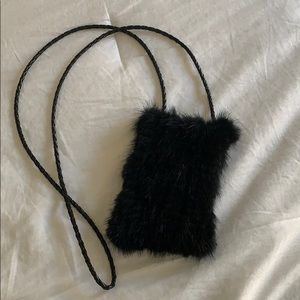 Furry Black Shoulder Bag